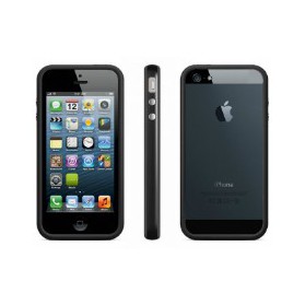 Bumper Noir silicone touches métal pour iPhone 5